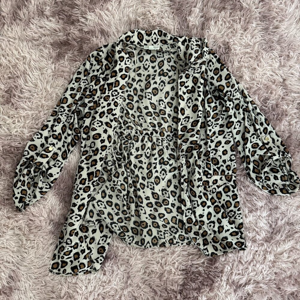 Dana Buchman Leopard-Print Open Front Cover Up